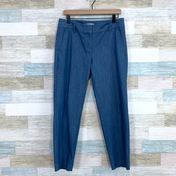 LOFT Chambray Ankle Trousers Blue - Picture 1 of 7